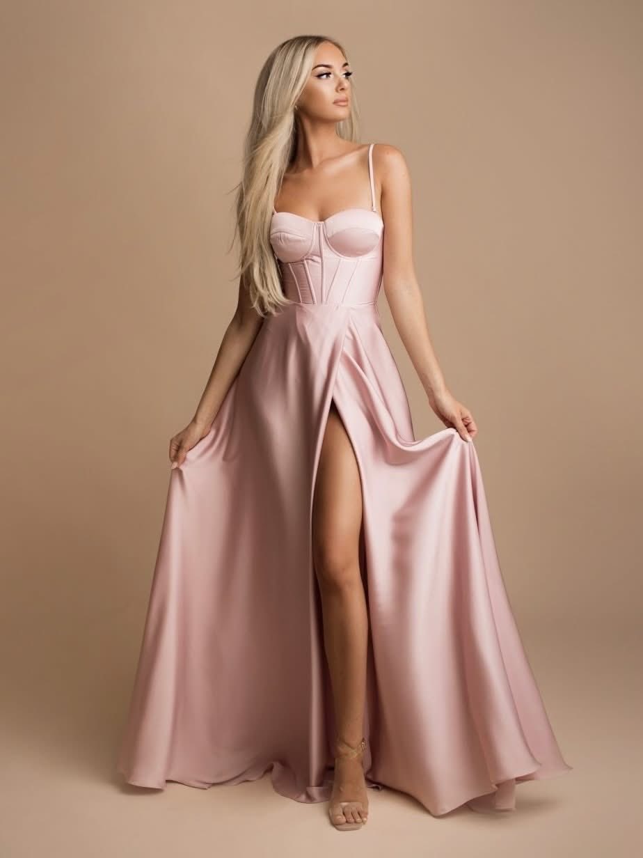 ruzove saty emma satenove